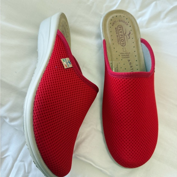 Fly Flot | Women’s 10-10.5 (EU 41) Anatomic Slip-On Clog Red Mesh Made In Italy - Picture 1 of 8